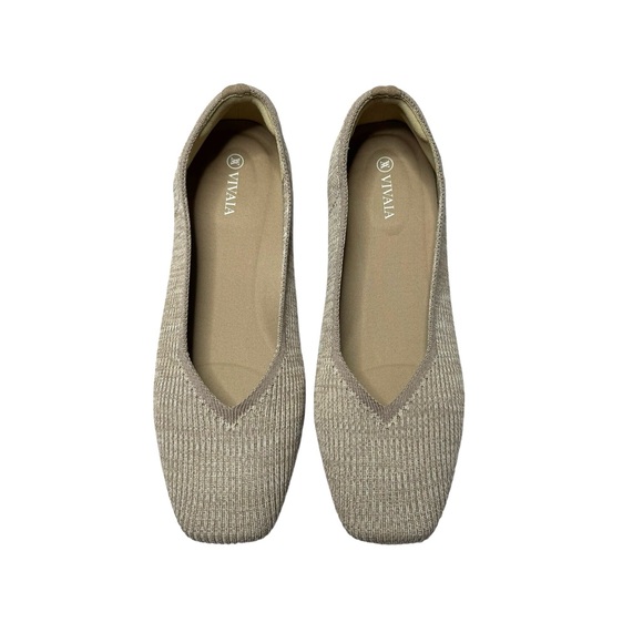 Vivaia | NEW Square-Toe V-Cut Flats (Margot 2.0) in Oatmilk 42 - Picture 8 of 13